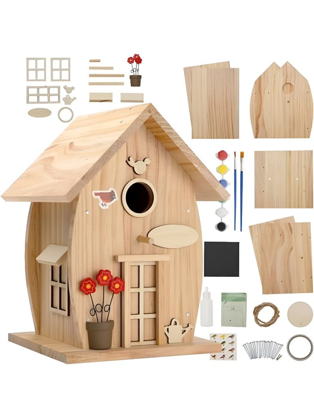 Wooden DIY Bird House Kit for Adults to Build, Outdoor Woodworking Crafts